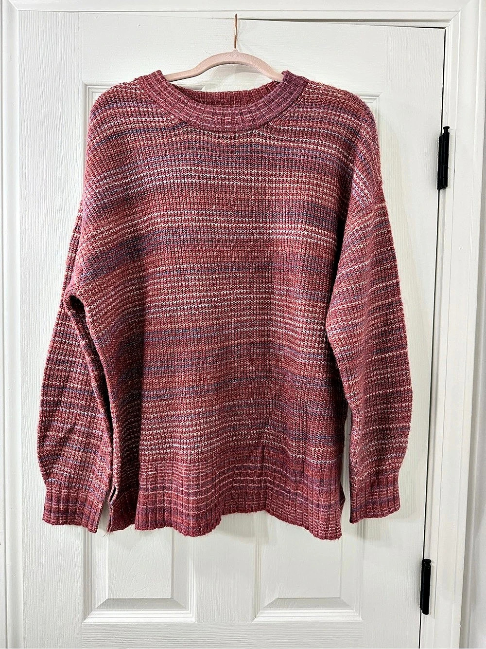 LOFT Outlet Striped Crewneck Sweater in Pink & Blue XL